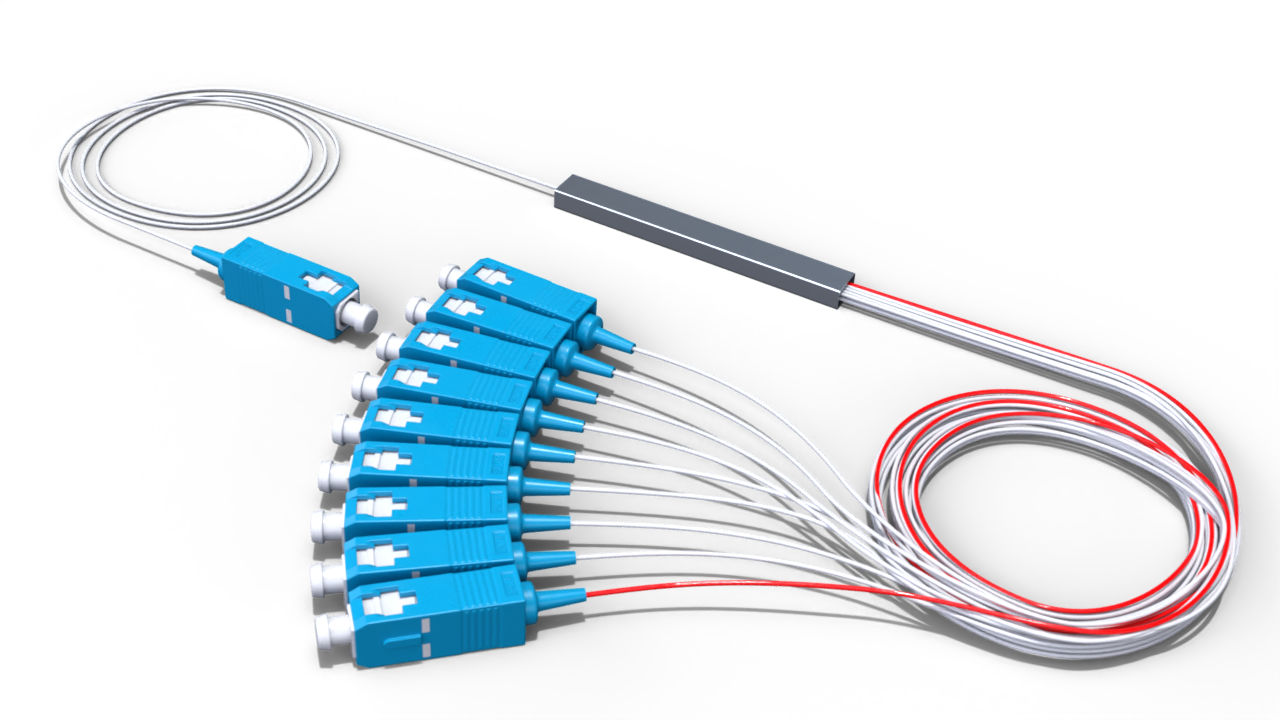 Комбинированный оптический делитель PLC 10G PON 1x9 (90:10-8) с коннектором SC/UPC