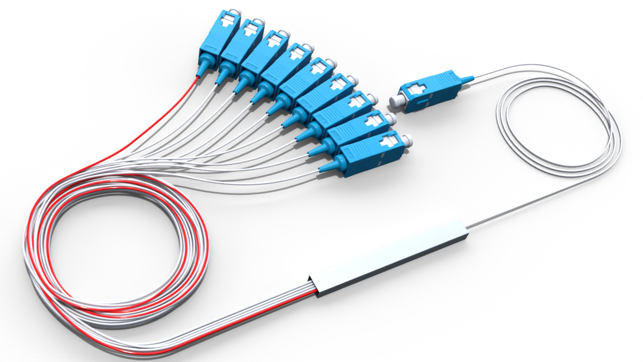Комбинированный оптический делитель PLC 10G PON 1x9 (80:20-8) с коннектором SC/UPC