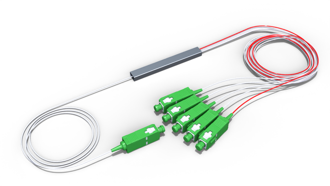 Комбинированный оптический делитель PLC 10G PON 1x5 (95:5-4) с коннектором SC/APC