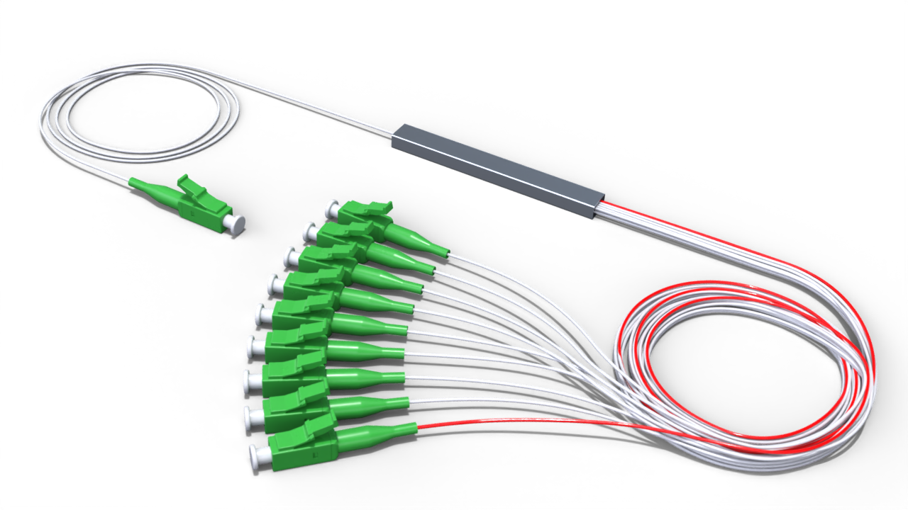 Комбинированный оптический делитель PLC 10G PON 1x9 (90:10-8) с коннектором LC/APC
