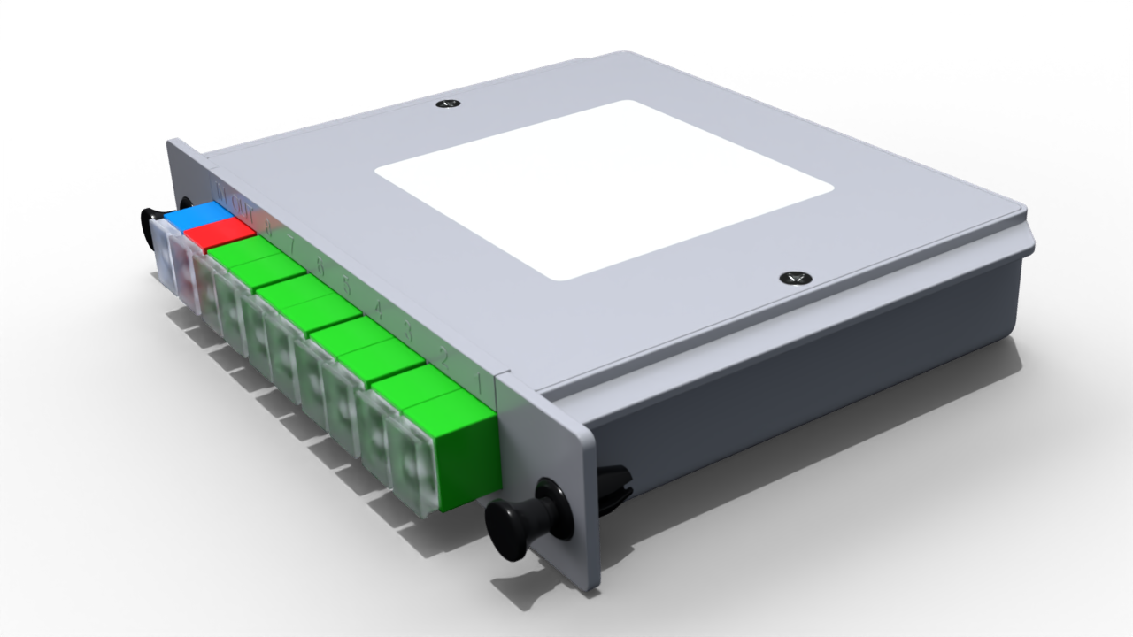 Модульный оптический делитель PLC 10G PON 1x9 (90:10-8) с коннектором SC/APC
