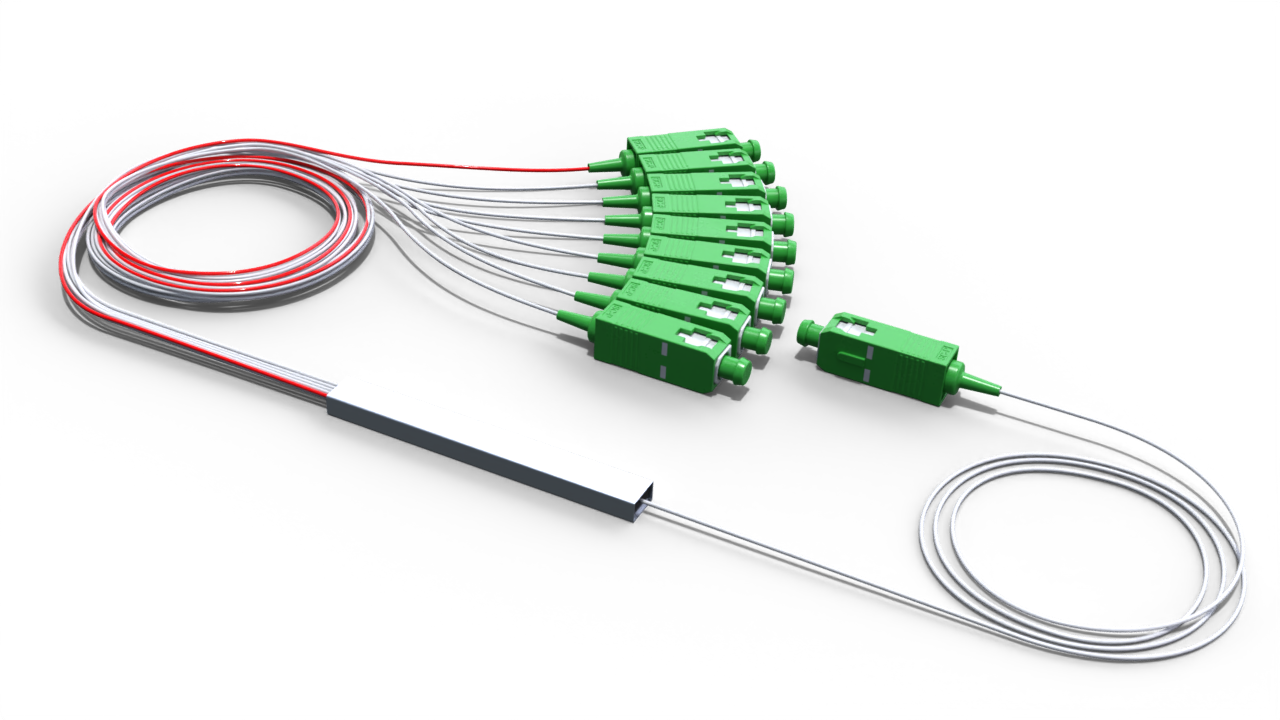 Комбинированный оптический делитель PLC 10G PON 1x9 (15:85-8) с коннектором SC/APC