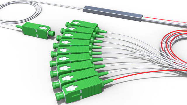Комбинированный оптический делитель PLC 10G PON 1x9 (15:85-8) с коннектором SC/APC