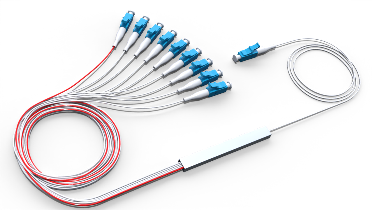 Комбинированный оптический делитель PLC 10G PON 1x9 (10:90-8) с коннектором LC/UPC