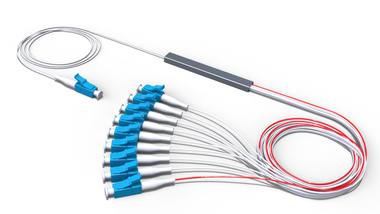 Комбинированный оптический делитель PLC 10G PON 1x9 (90:10-8) с коннектором LC/UPC
