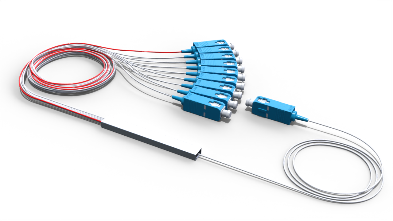 Комбинированный оптический делитель PLC 10G PON 1x9 (80:20-8) с коннектором SC/UPC