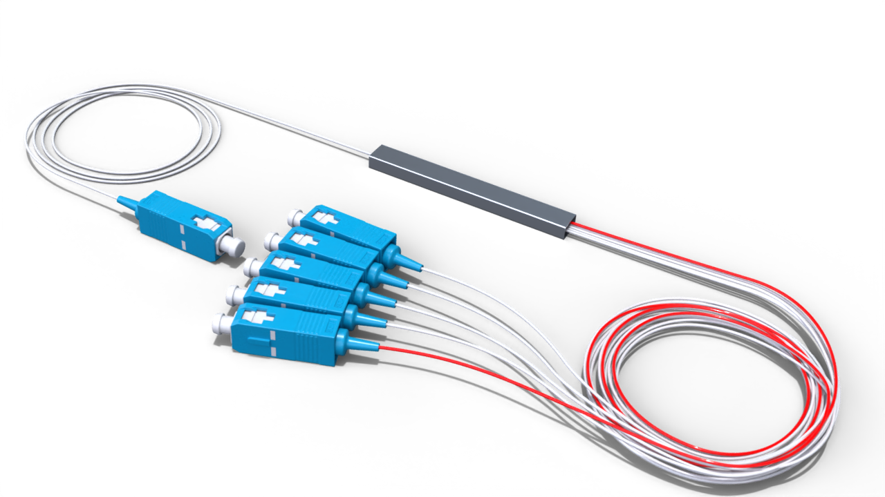 Комбинированный оптический делитель PLC 10G PON 1x5 (95:5-4) с коннектором SC/UPC
